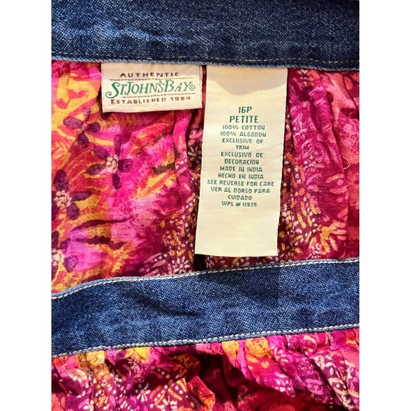 St. John's Bay Vintage Y2K Tiered Maxi Skirt Women's 16 Floral Print Denim Waist - Picture 5 of 5